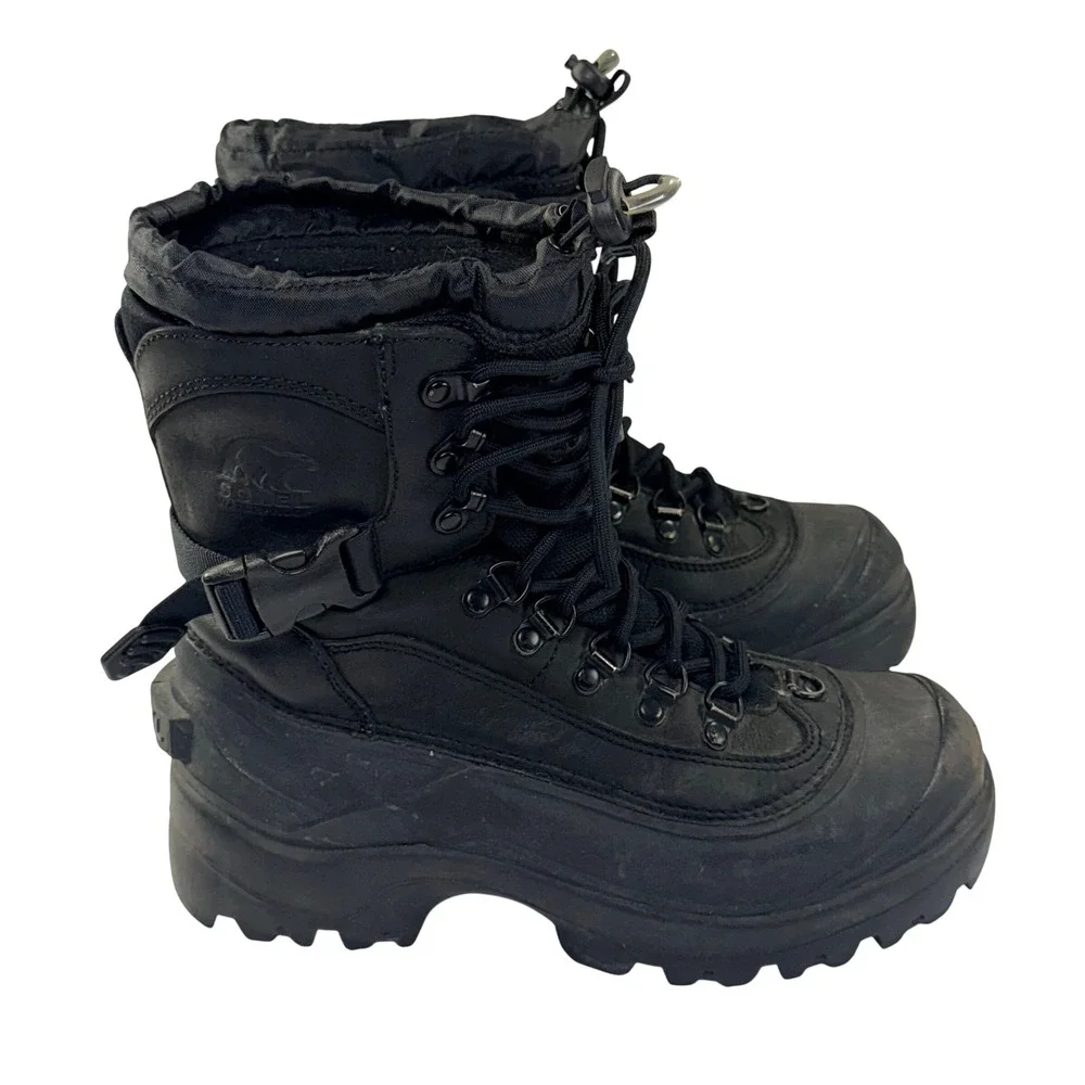 Sorel Conquest Winter Boots Mens 8 Black‎ Waterproof Insulated Rugged Gorpcore